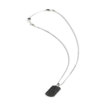 2 mm versilberte Fuchsschwanz-Halskette mit Anhänger aus geschmiedetem Karbon - Bellum Silver